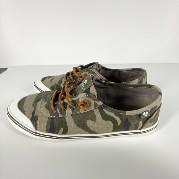 Sperry Women’s Camouflage CAMO Lounge 2 Lace-Up Slip On Sneakers Green Tan | 10 - Picture 7 of 8